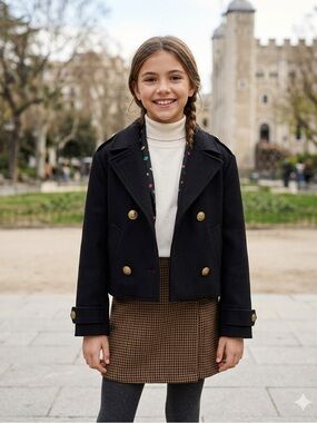 9. Zara Studio Black Button Up Cropped Pea Coat